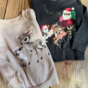 H&M Kids Animal and Santa Print Sweatshirts - Black and Cream